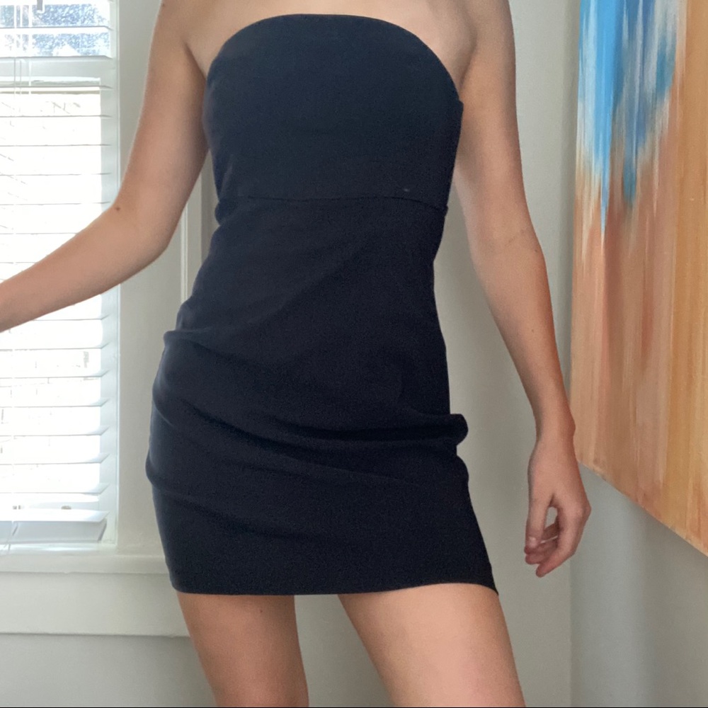 EXPRESS STRAPLESS BLACK MINI DRESS!!